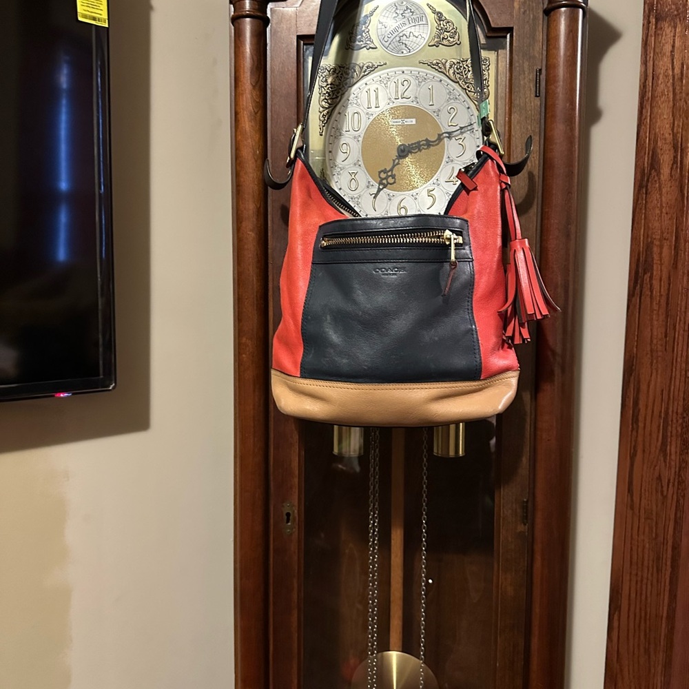 Coach Red and Black Leather Shoulder Bag